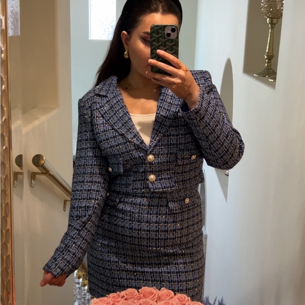 Blue Tweed Chanel Inspired Set (2-Piece)